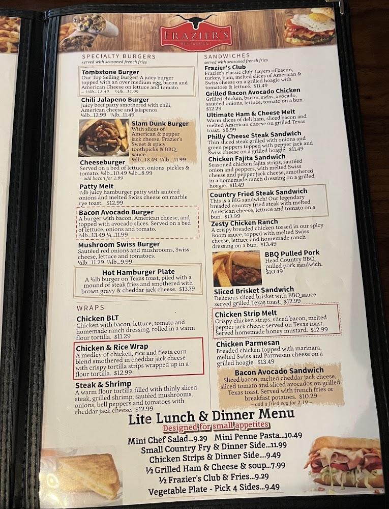 Fraziers Osage Restaurant - Menu Scan 2