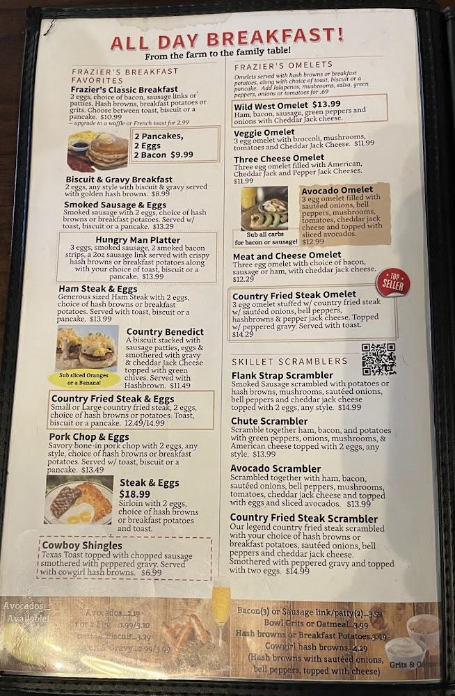 Fraziers Osage Restaurant - Menu Scan 3